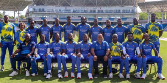 The victorious Barbados Pride team that captured the CG United Super50 Cup on Saturday.