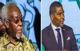 Fomer Jamaica prime minister PJ Patterson (left) and St. Kitts-Nevis Primer Minister Dr. Terrance Drew at the Africa Export-Import Bank (Afreximbank) meeting on Wednesday.
