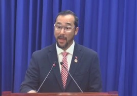Prime Minister Stuart Young speaking at Thursday’s news conference (CMC Photo)