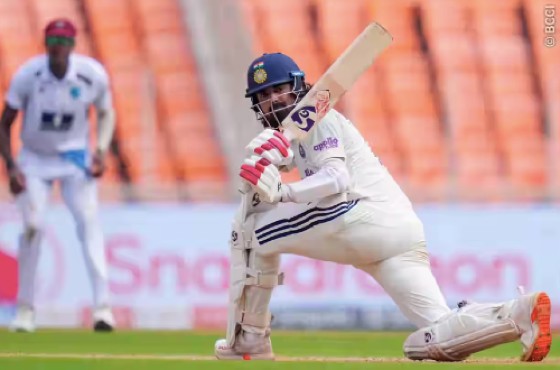 Opener KL Rahul guiding India home with an unbeaten 58 against the West Indies. Photo: BCCI