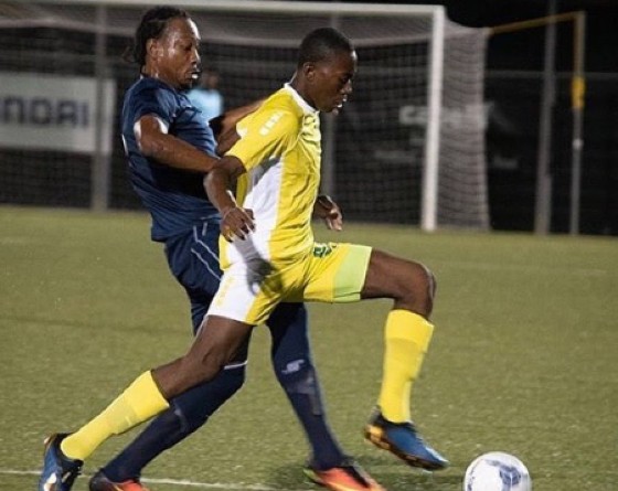 Niall Reid-Stephen (right) scored a hat-trick for Barbados against the USVI.