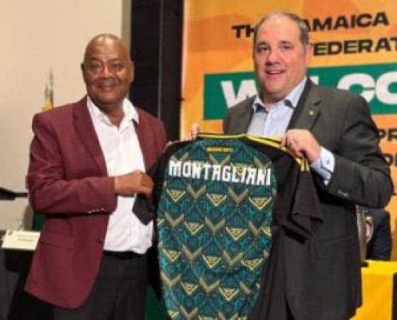Concacaf President Victor Montagliani (right) and Jamaica Football Federation President Michael Ricketts. Photo: Concacaf