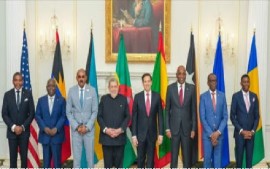 US Secretary of State, Marc Rubio (Fifth from left) with leaders from the OECS and The Bahamas (US Embassy Photo)