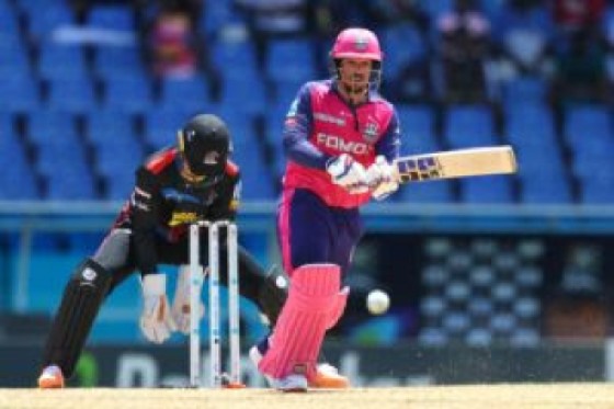 ANTIGUA, ANTIGUA AND BARBUDA – SEPTEMBER 01: Quinton De Kock of Barbados Royals bats during the Men’s 2024 Republic Bank Caribbean Premier League match between Antigua & Barbuda Falcons and Barbados Royals at Sir Vivian Richards Cricket Ground on September 01, 2024, in Antigua, Antigua and Barbuda. (Photo by Ashley Allen – CPL T20/CPL T20 via Getty Images)