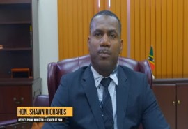 PAM Leader and Deputy Prime Minister Shawn Richards during his televised broadcast on Thursday night (CMC Photo)