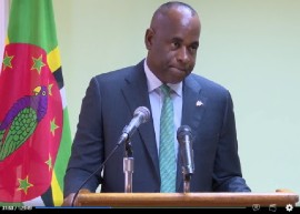 Prime Minister Roosevelt Skerrit at news conference on Monday (CMC Photo)