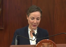 Foreign Affairs and Foreign Trade Minister, Kamina Johnson Smith, speaking at post Cabinet news conference