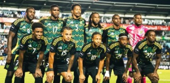 Damion Lowe (2nd left) is expected to captain the Reggae Boyz team at the Unity Cup.