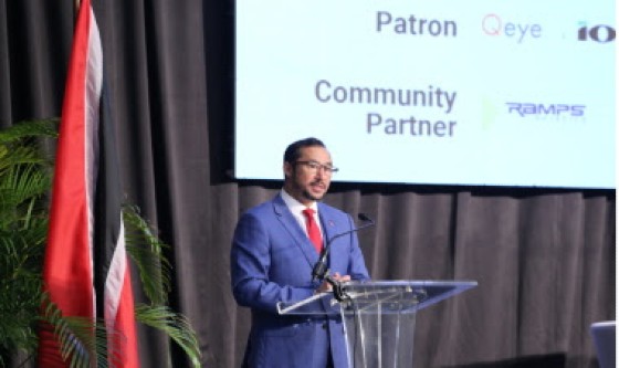 Energy Minister Stuart Young addressing Geological Society of Trinidad and Tobago conference.