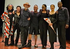  Love and Marriage and New York City cast and crew. From left - former cast member Janel C Scarborough, David Heron, Bill 'Triple 5' Vila, Shevrado Oliver, Denise Hunt, Gabrielle C Archer and James Duke Walker. (PHOTO CREDIT- TRICIA BLACKMAN)