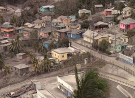 The roofs of several buildings in Owia collapsed after the volcano spewed more than one foot of ash on the Red Zone community. (iWN /CMC Photo)