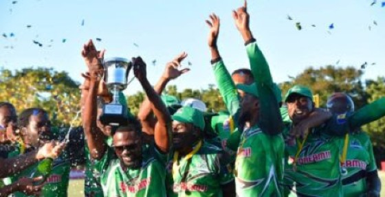 Warriors celebrate after winning their first ever BIM10 cricket title