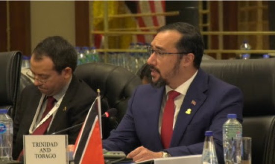 Energy and Energy Related Minister, Stuart Young, addressing conference in Egypt.